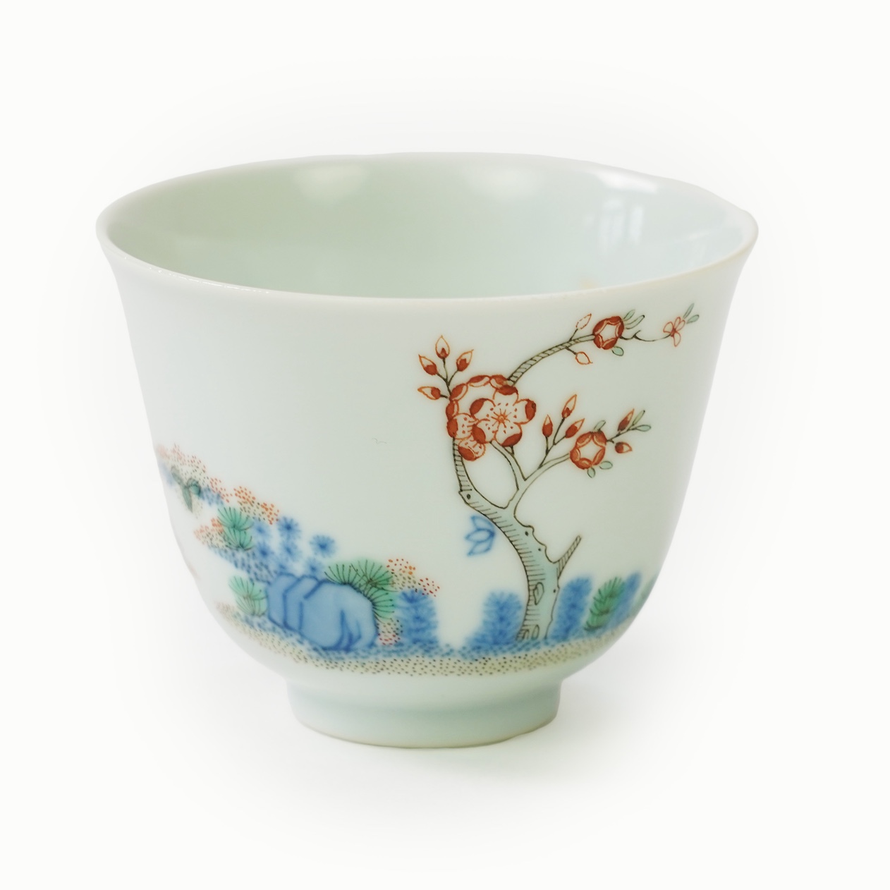A Chinese inscribed wucai ‘month’ cup, Daoguang mark but later